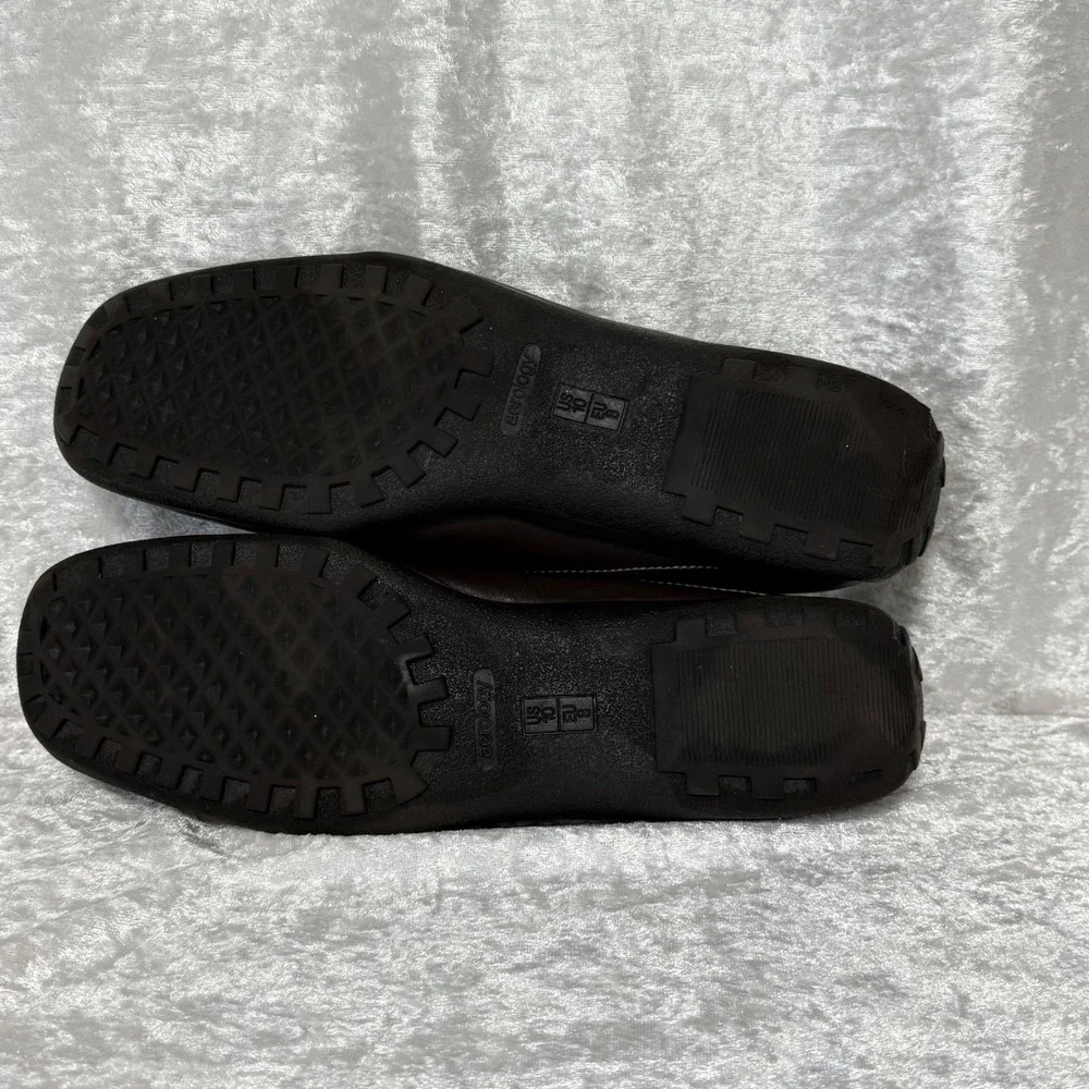 Aerology by Aerosoles Womens Dark Brown Leather Mule-Slip‎ On Loafer Shoes Sz-10